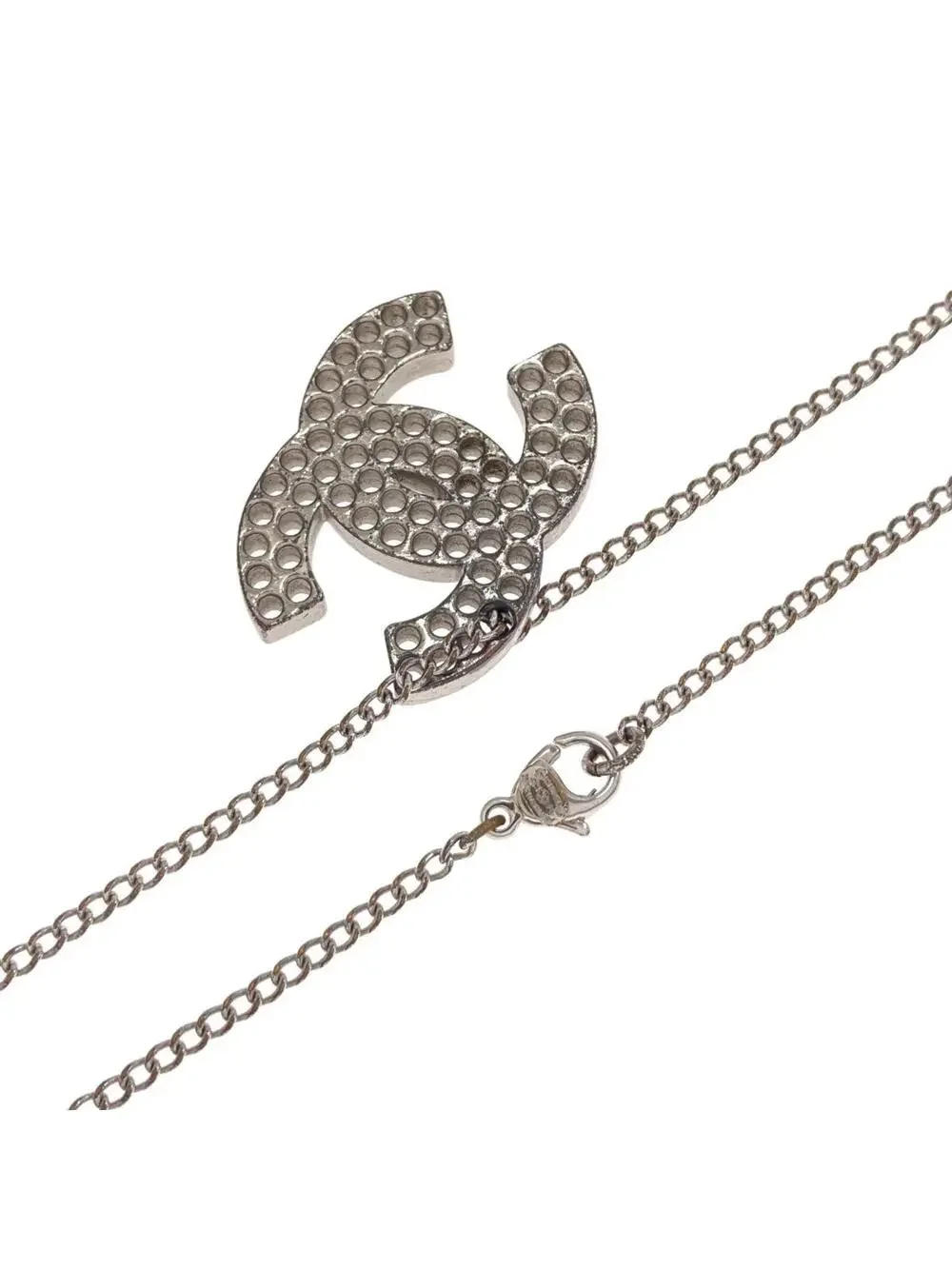 Chanel Cc Logo Pendant Necklace Silver- #357880C60B